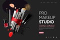 Web page design template for makeup studio, course, natural products, cosmetics, body care. Modern design vector