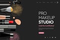 Web page design template for makeup studio, course, natural products, cosmetics, body care. Modern design vector