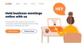 Web page design template for online meeting conference. Teamwork concept about distance work. Modern business design of online Royalty Free Stock Photo