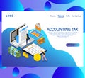Web page design templates for Accounting tax isometric vector concept