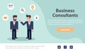 Web page design templates for business solutions, startup, time management, planning and strategy. Modern vector illustration