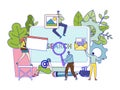 Web page development concept, tiny people create website, team of programmers, vector illustration Royalty Free Stock Photo