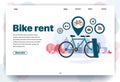 Web page flat design template for bike rent