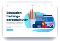 Web page flat design template for education trainings personal tutor Royalty Free Stock Photo