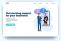 Web page flat design template for outsourcing company