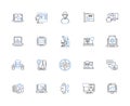Web Page line icons collection. Navigation, Design, Content, Layout, Responsiveness, Optimization, User-friendly vector Royalty Free Stock Photo