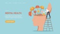 Web page with man watering flowers in head
