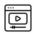 Web page video player vector line icon Royalty Free Stock Photo