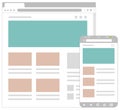 Web pages wireframe layout illustration / Web design template for PC browser , smartphone