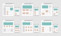 Web pages wireframe layout illustration set / Web design template for PC browser , smartphone