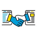 Web partner handshake icon, outline style