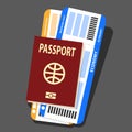 passport with two boarding passes Royalty Free Stock Photo