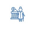 Pension contributions line icon concept. Pension contributions flat vector symbol, sign, outline illustration.