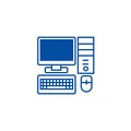 Personal computer,monitor keyboard line icon concept. Personal computer,monitor keyboard flat vector symbol, sign Royalty Free Stock Photo