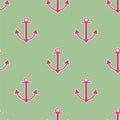 Pink ship anchors. Seamless pattern.