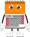 Pity covid-19 calendar cartoon man Royalty Free Stock Photo