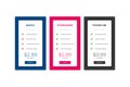 Web plans and pricing comparison boxes template