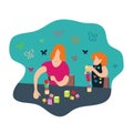Playing Cubes At Home Illustration