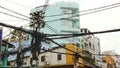 The web of power lines on the streets Ho Chi Minh City 2 Royalty Free Stock Photo