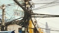 The web of power lines on the streets Ho Chi Minh City 3 Royalty Free Stock Photo