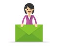 Vector of a businesswoman holding a letter mail Royalty Free Stock Photo
