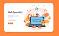 Web programming web banner or landing page. Coding, testing Royalty Free Stock Photo