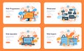 Web programming web banner or landing page set. Coding, testing Royalty Free Stock Photo