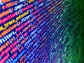 Web programming and bracket technology background. Technology concept hex code digital background. Abstract screen of web Royalty Free Stock Photo