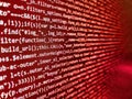 Web programming and bracket technology background. Developer working on program codes. Hi-tech modern screen of data, digits and Royalty Free Stock Photo