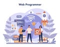 Web programming concept. Coding, testing and writing program Royalty Free Stock Photo