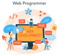 Web programming concept. Coding, testing and writing program Royalty Free Stock Photo
