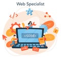 Web programming concept. Coding, testing and writing program Royalty Free Stock Photo