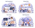 Web programming concept set. Coding, testing and writing program Royalty Free Stock Photo