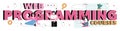 Web programming course typographic header. Coding, testing Royalty Free Stock Photo
