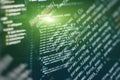 Big data storage and cloud computing representation. Programming . Developer working on web sites codes in office Royalty Free Stock Photo
