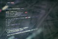 Big data storage and cloud computing representation. Programming . Developer working on web sites codes in office Royalty Free Stock Photo