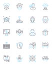 Web programming linear icons set. HTML, CSS, JavaScript, jQuery, Bootstrap, Angular, React line vector and concept signs Royalty Free Stock Photo