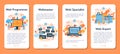 Web programming mobile application banner set. Coding, testing Royalty Free Stock Photo