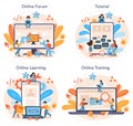 Web programming online service or platform set. Coding, testing Royalty Free Stock Photo