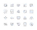 Web progress line icons collection. Development, Programming, Design, HTML, CSS, JavaScript, Frameworks vector and Royalty Free Stock Photo