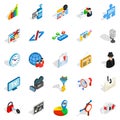 Web project icons set, isometric style Royalty Free Stock Photo