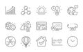 Web report, Graph chart and Sunset icons set. Column diagram, 360 degrees and Time signs. Vector