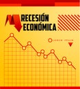 Recesion Economica, Economic Recession Spanish text vector design.