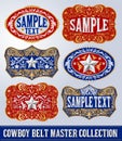 Western Style Cowboy Belt Buckle Label Master Collection Set. Royalty Free Stock Photo