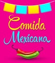 Comida Mexicana, Mexican Food spanish text Vector design.