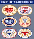 Western Style Cowboy Belt Buckle Label Master Collection Set. Royalty Free Stock Photo