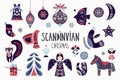 Scandinavian Christmas collection with ornamental traditional elements