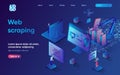 Web scraping concept 3d isometric web landing page.