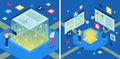 Web scraping concept 3d isometric. People use services to automatic collect and analyze data from websites and user