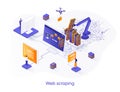 Web scraping isometric web banner. Royalty Free Stock Photo